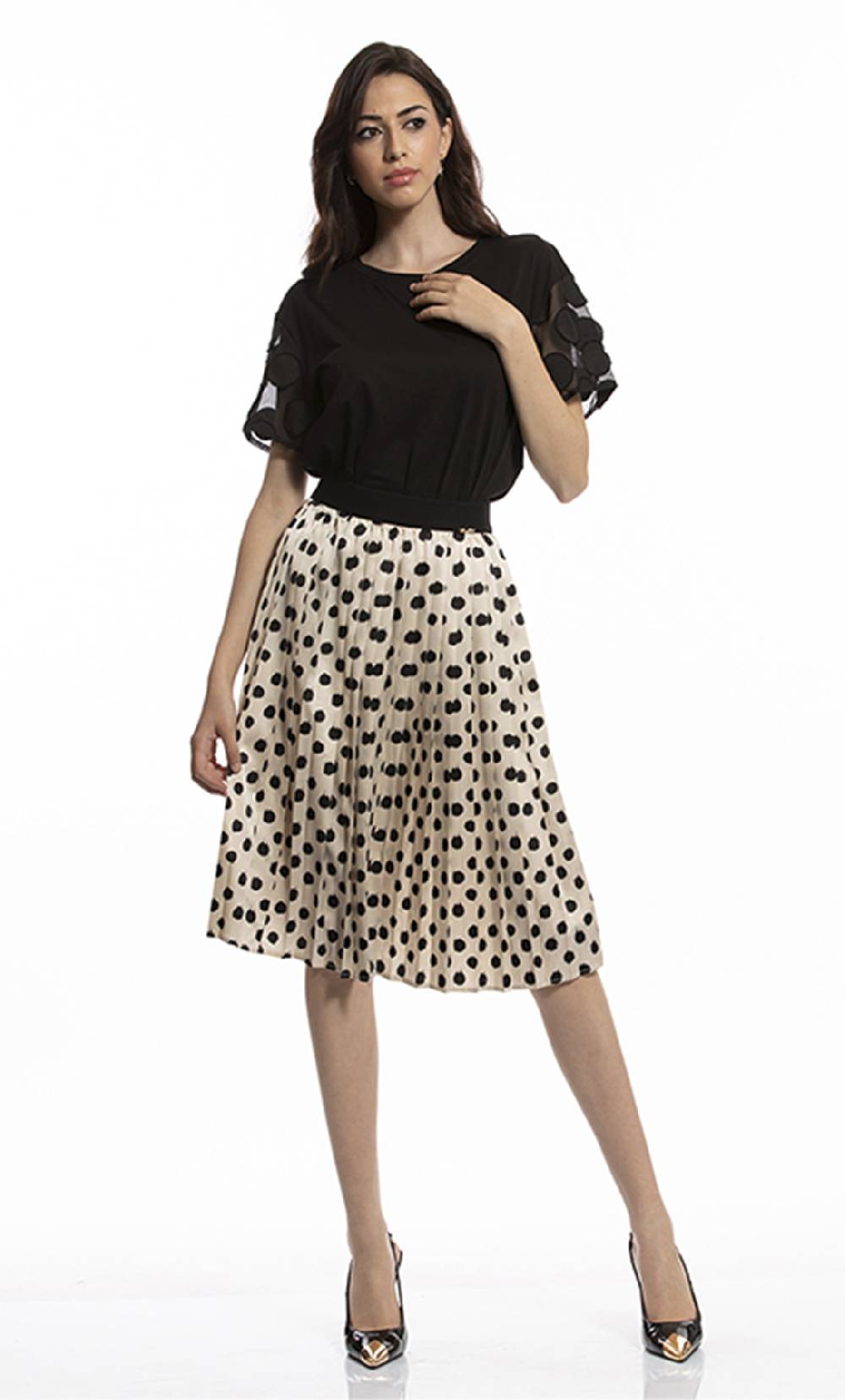 Koralline T-SHIRT CON MANICHE IN TESSUTO POIS In Linea