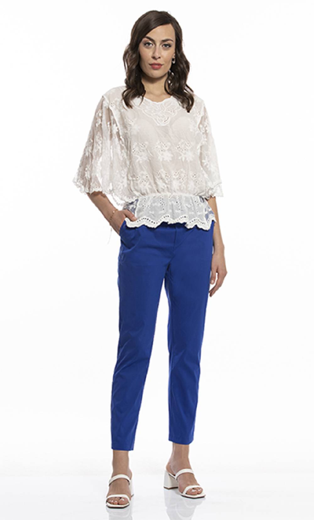 Koralline PANTALONE IN POPELINE CON ELASTICO Nuova