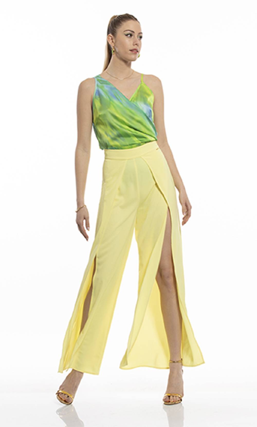 Koralline PANTALONE PALAZZO CON SPACCHI Italia