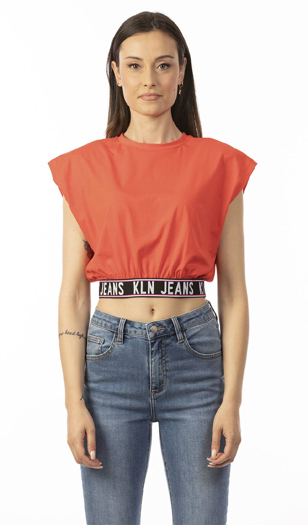 Koralline T-SHIRT CON ELASTICO LOGATO AL FONDO Vendita Calda