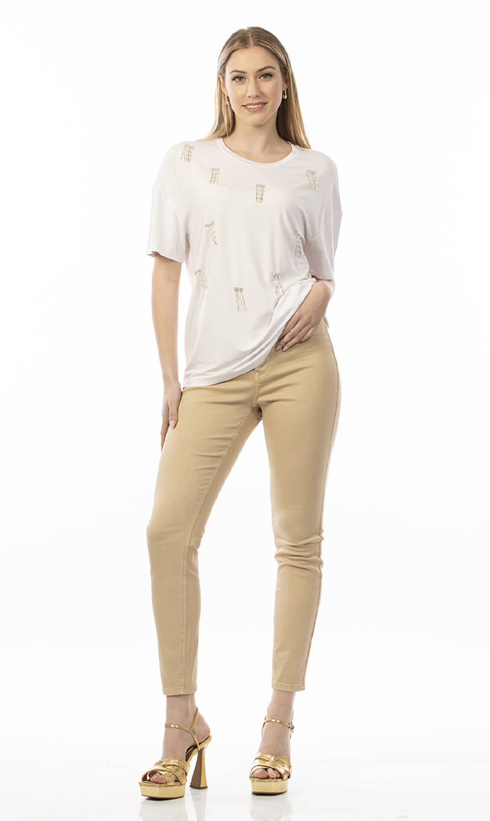 Koralline T-SHIRT CON STRASS ALL-OVER Prezzo Ridotto