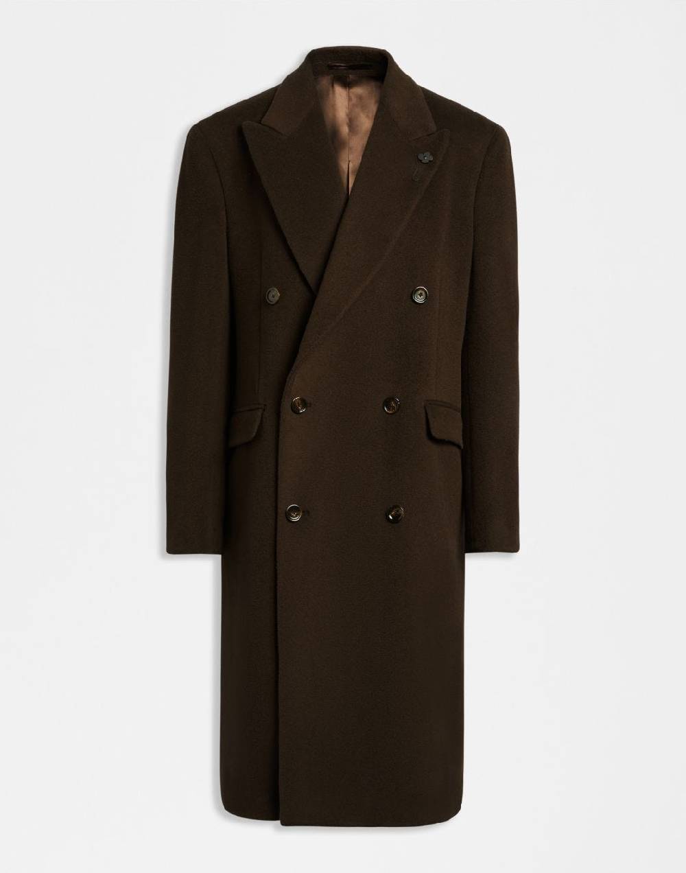 ﻿Lardini Cappotto doppiopetto marrone in lana a 6 bottoni