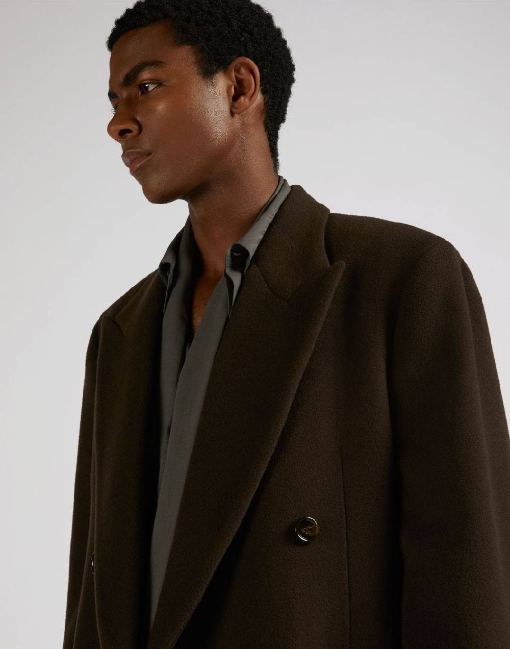 ﻿Lardini Cappotto doppiopetto marrone in lana a 6 bottoni Economico