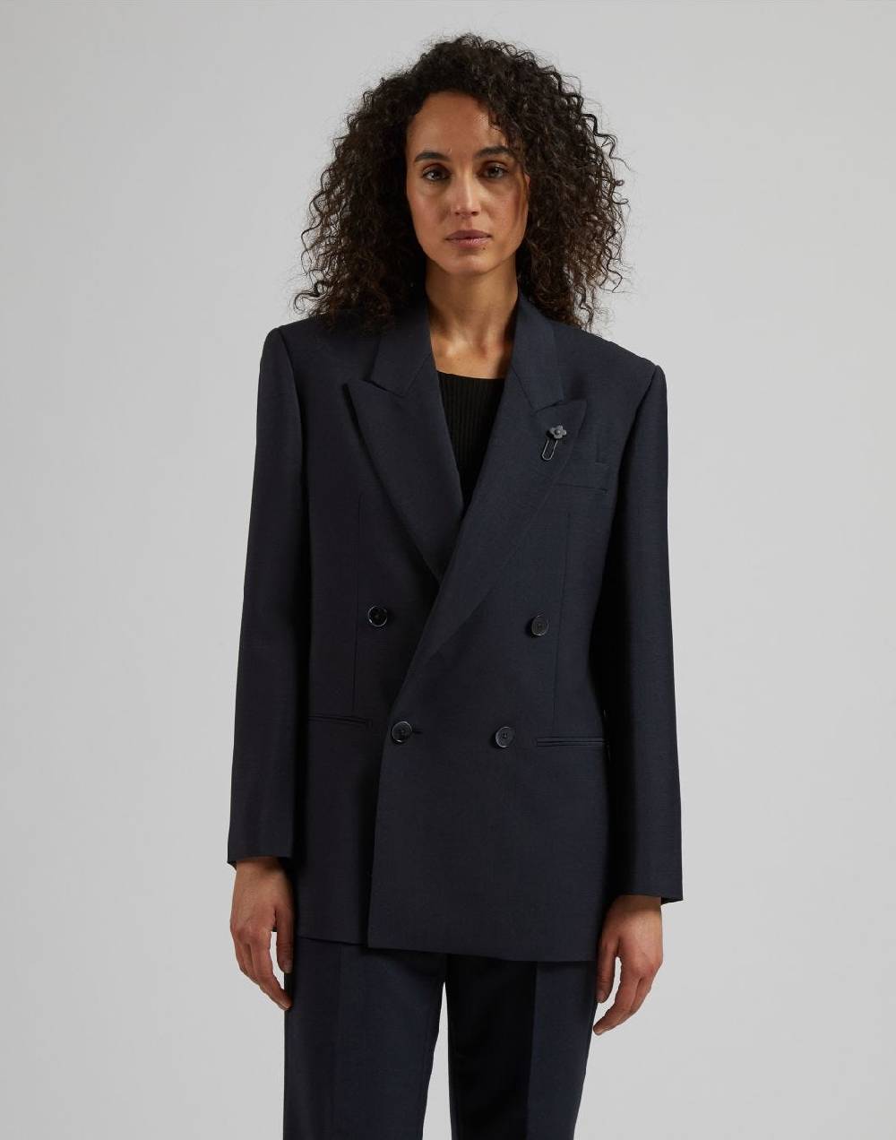Lardini Giacca doppiopetto foderata in tessuto di lana blu Offerte