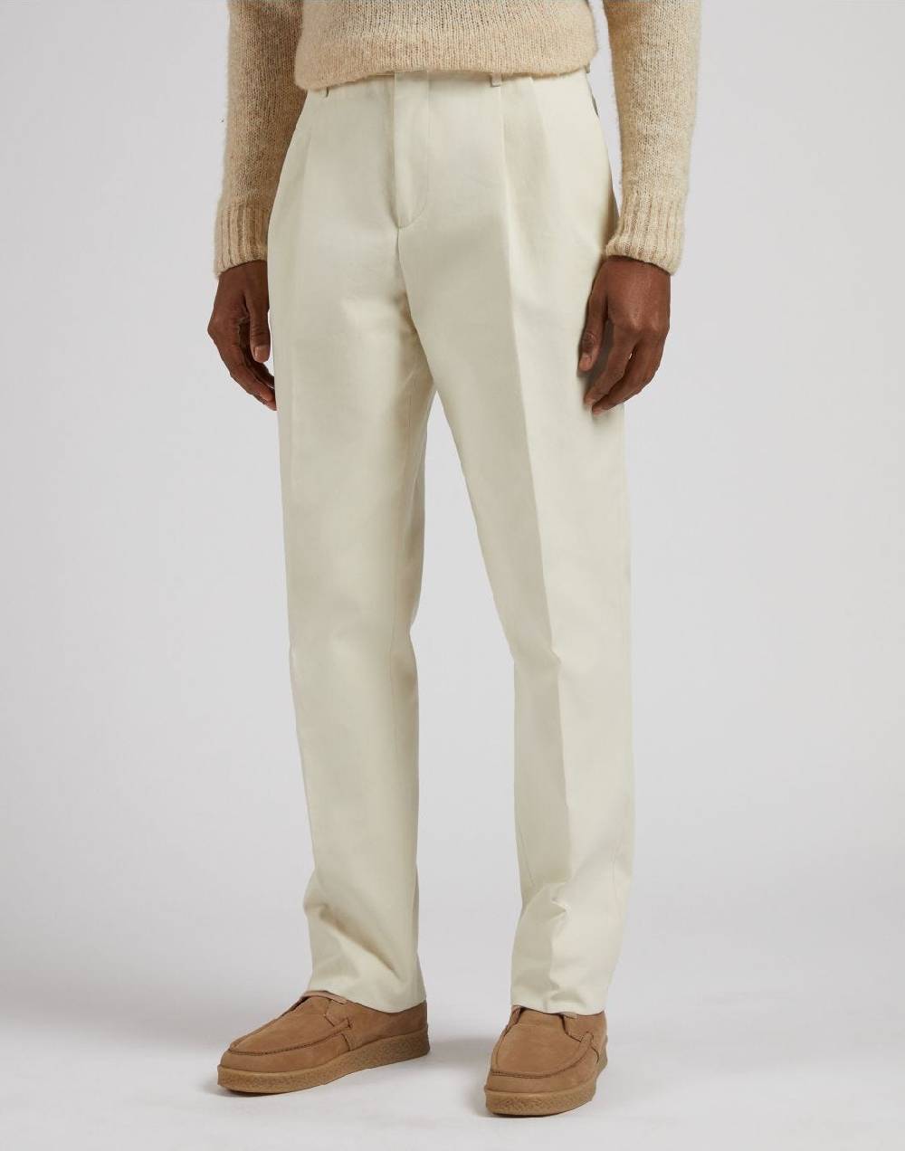Lardini Pantalone feeling in twill di cotone color panna Vendita Economica