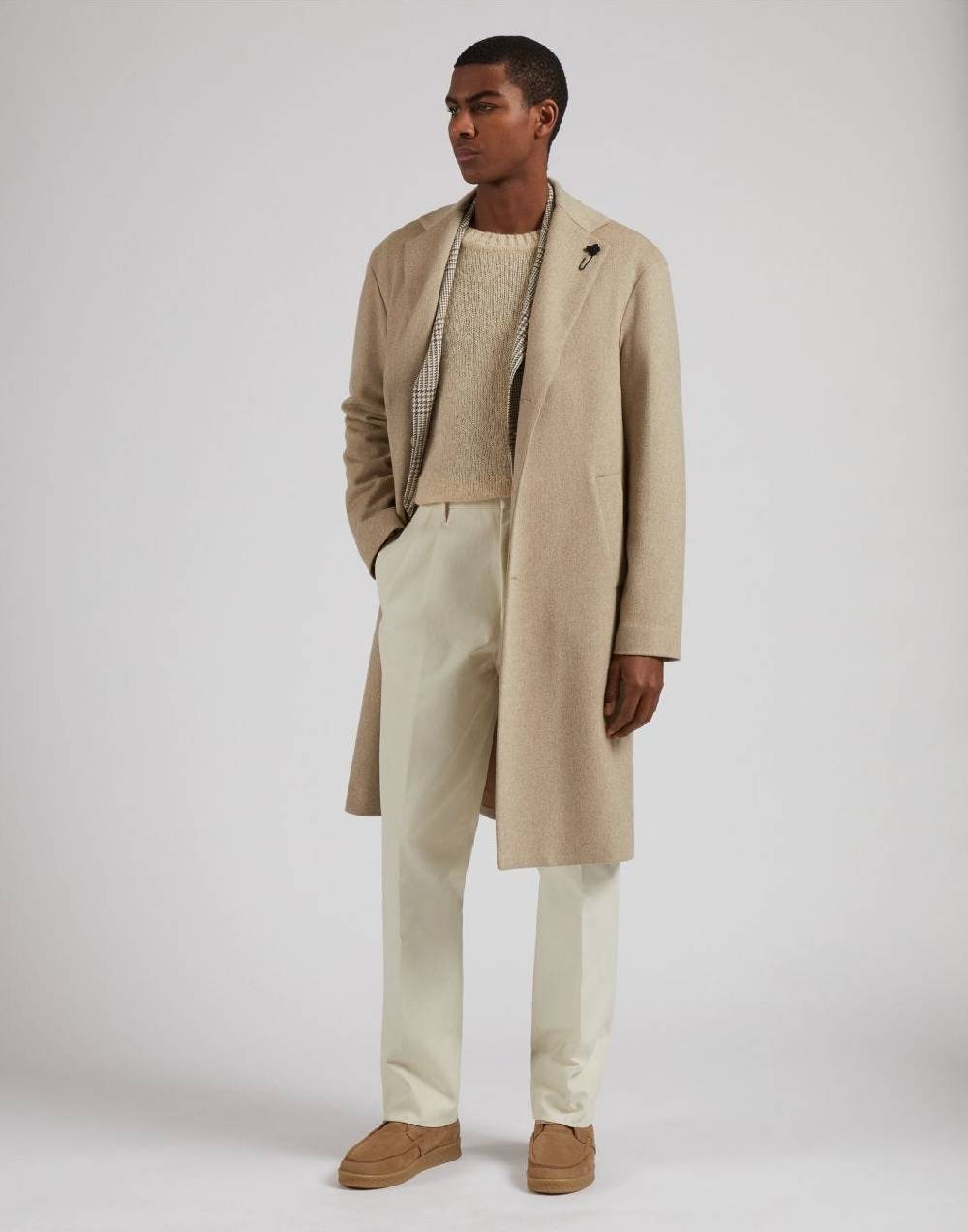 Lardini Pantalone feeling in twill di cotone color panna Vendita Economica