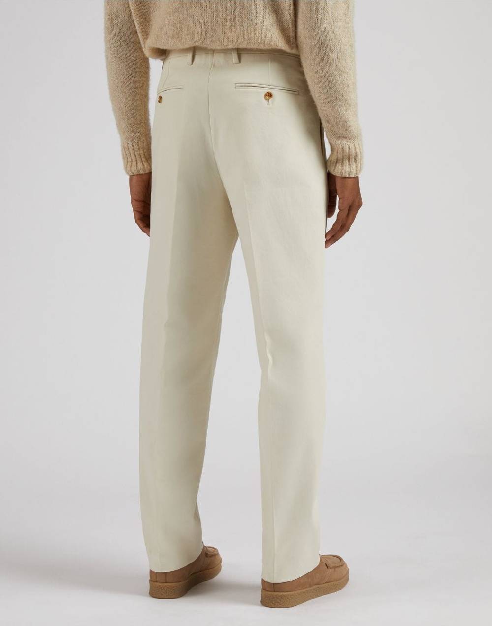 Lardini Pantalone feeling in twill di cotone color panna Vendita Economica