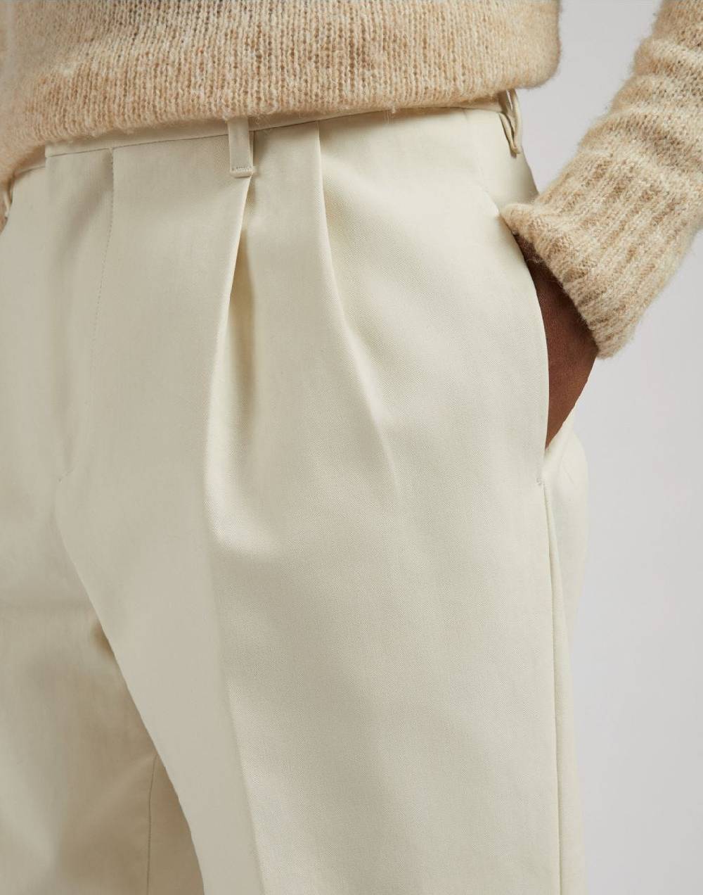 Lardini Pantalone feeling in twill di cotone color panna Vendita Economica