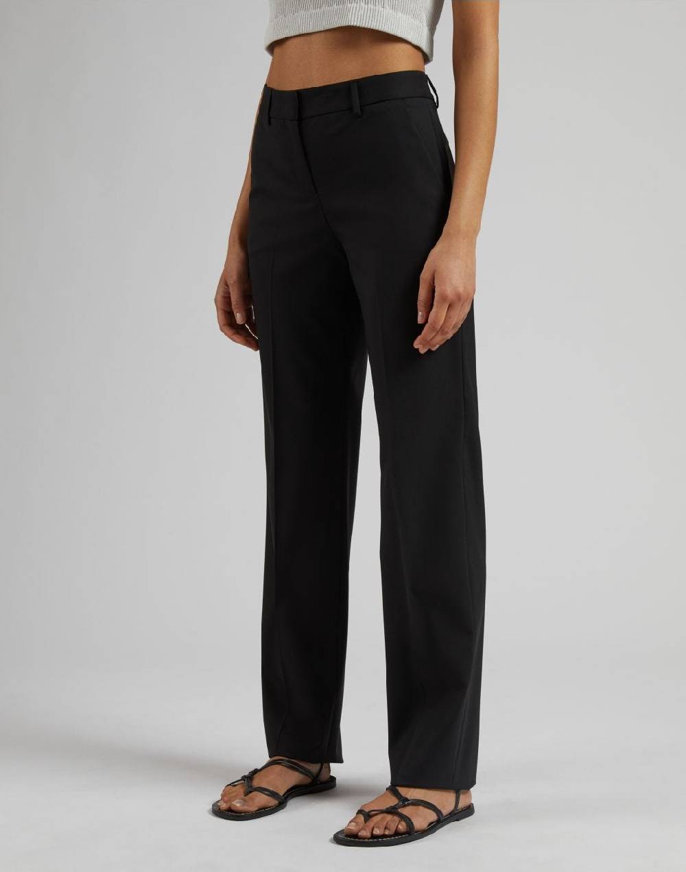 Lardini Pantalone nero gamba dritta regolare in tessuto di lana stretch I Più Venduti