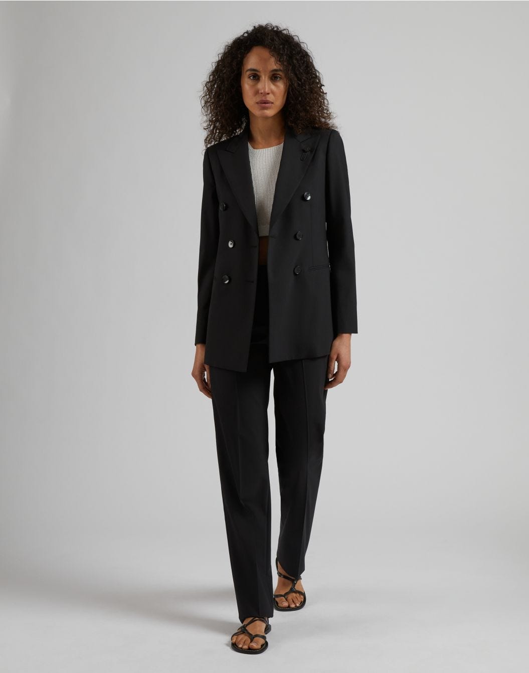 Lardini Pantalone nero gamba dritta regolare in tessuto di lana stretch I Più Venduti