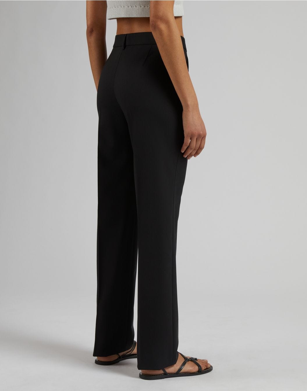 Lardini Pantalone nero gamba dritta regolare in tessuto di lana stretch I Più Venduti