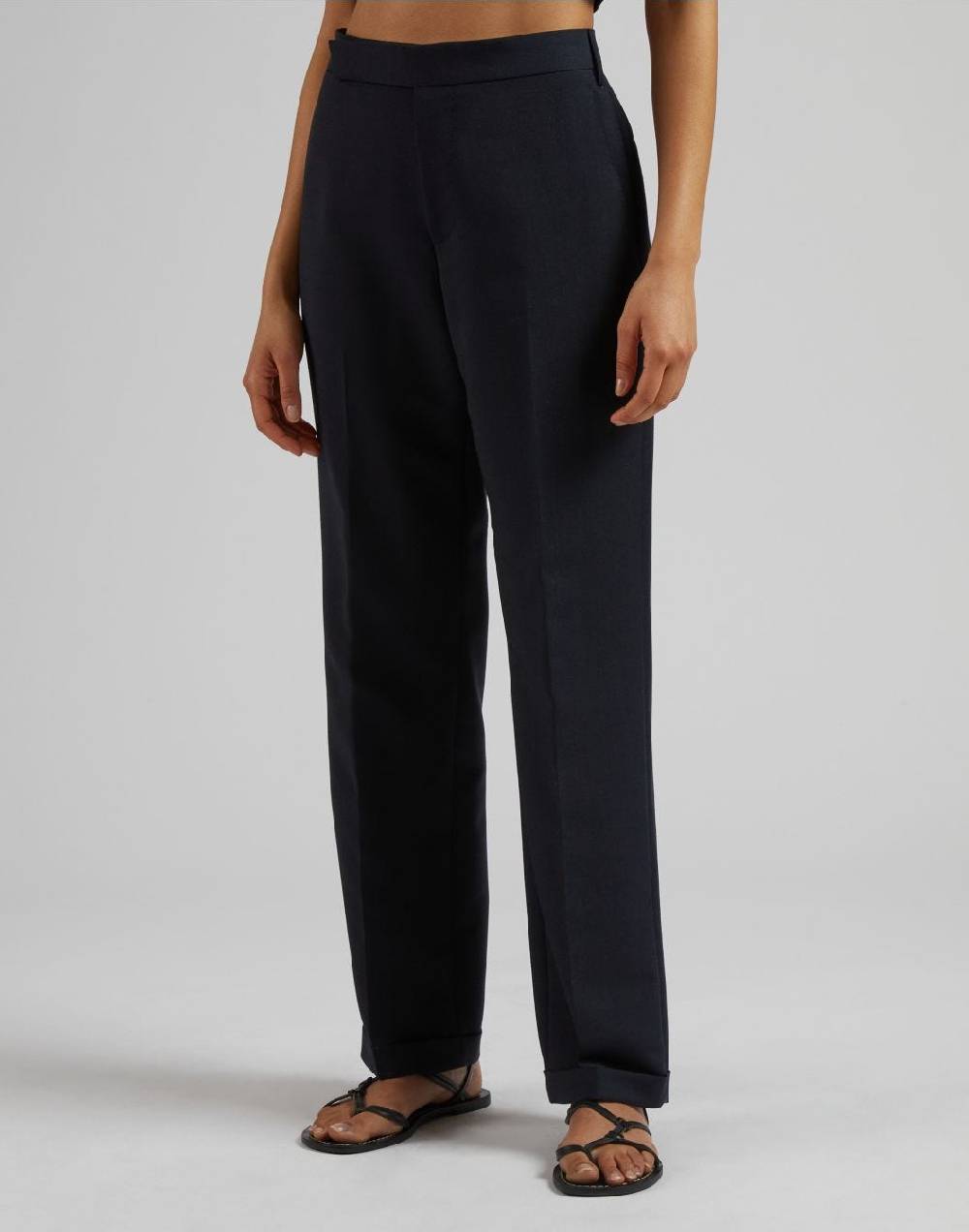 Lardini Pantalone blu gamba dritta regolare in tessuto di lana Vendite Flash