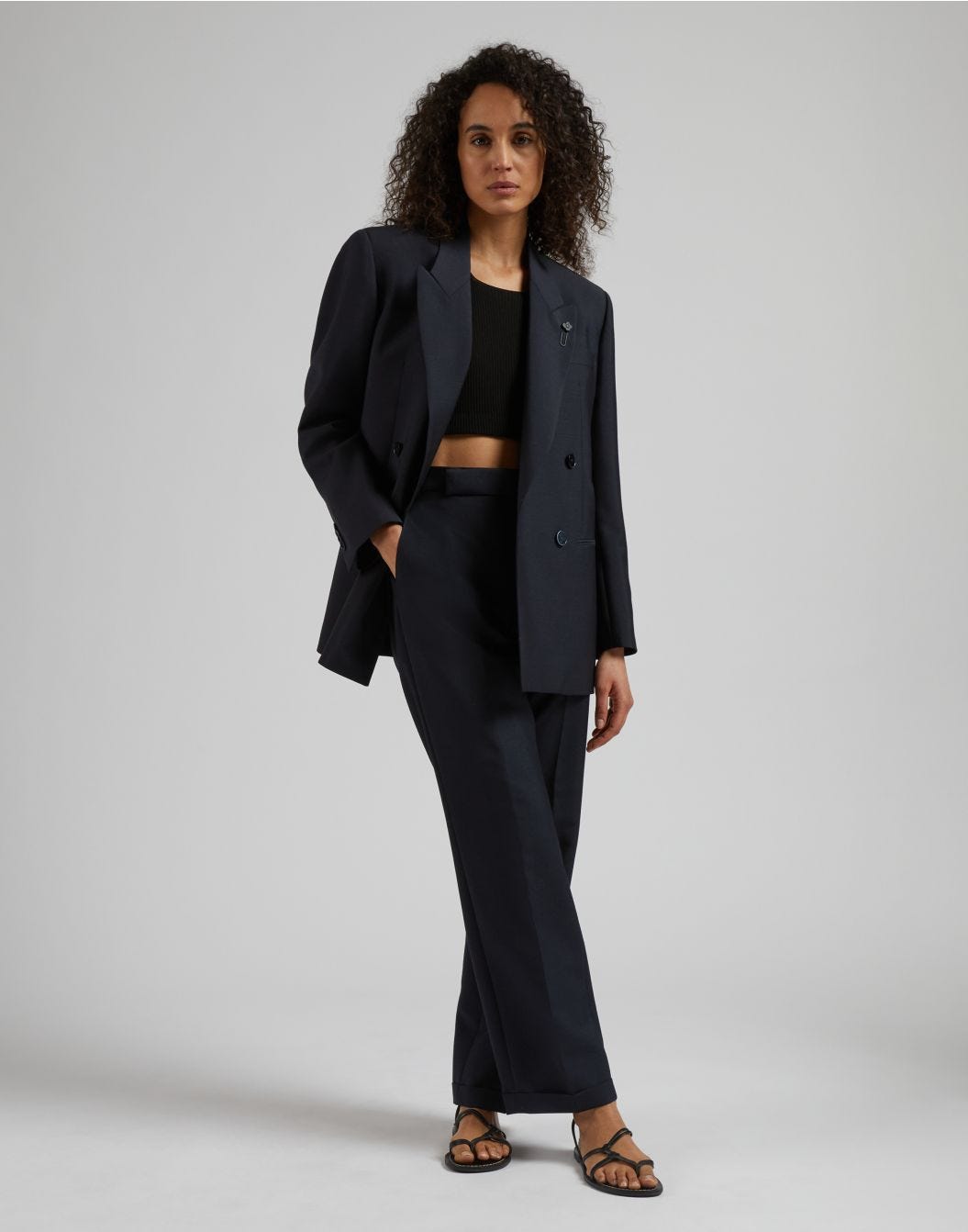 Lardini Pantalone blu gamba dritta regolare in tessuto di lana Vendite Flash