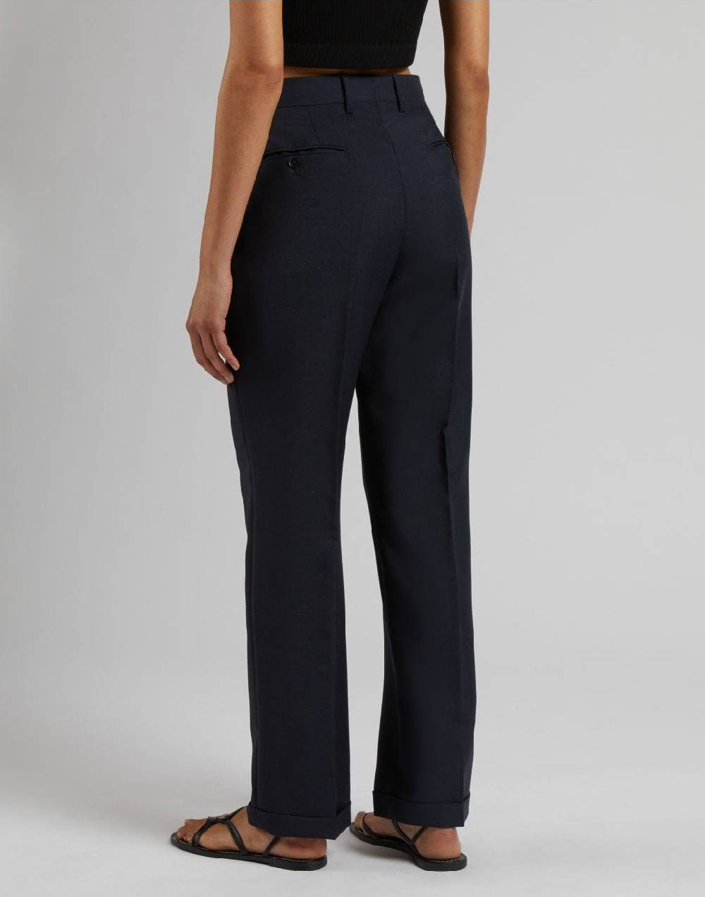 Lardini Pantalone blu gamba dritta regolare in tessuto di lana Vendite Flash