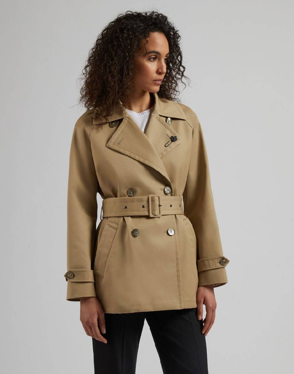 Lardini Trench corto doppiopetto beige water-repellent Negozio