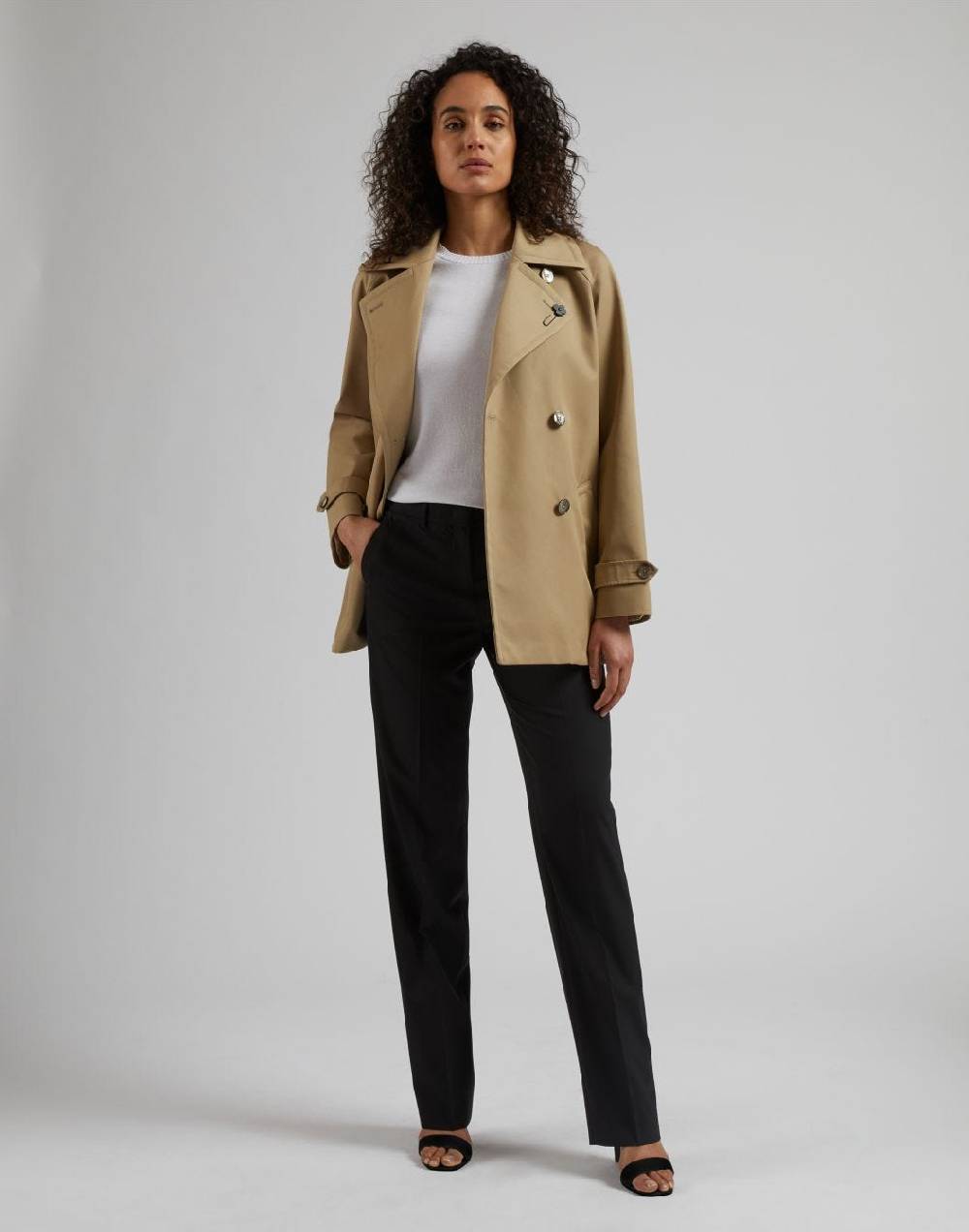 Lardini Trench corto doppiopetto beige water-repellent Negozio