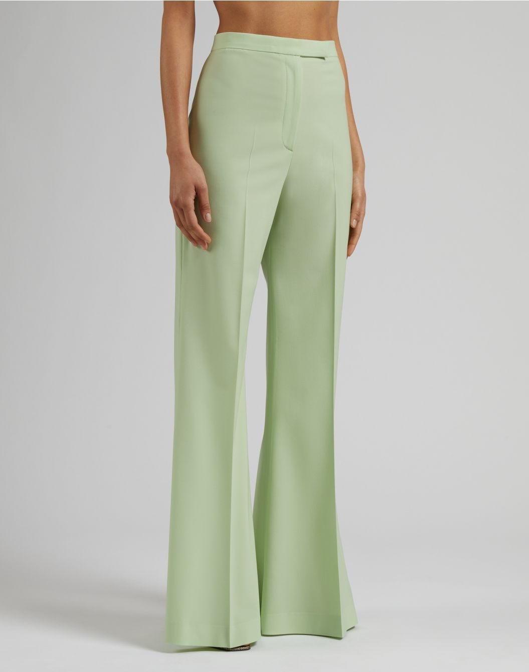 Lardini Pantalone verde a vita alta con fondo a zampa In Saldo