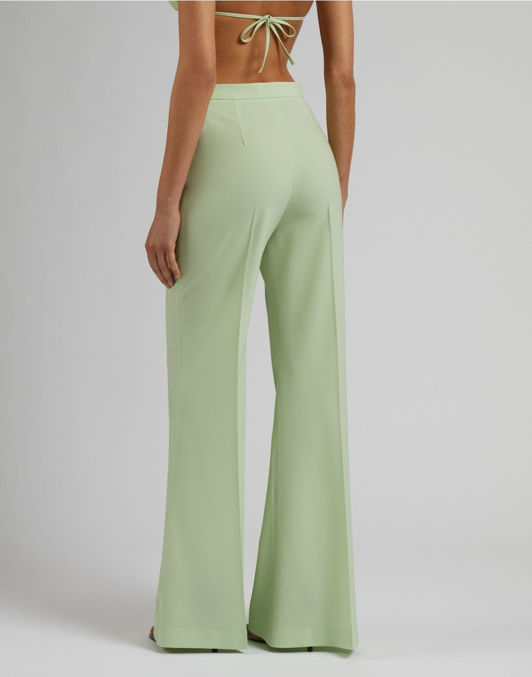 Lardini Pantalone verde a vita alta con fondo a zampa In Saldo