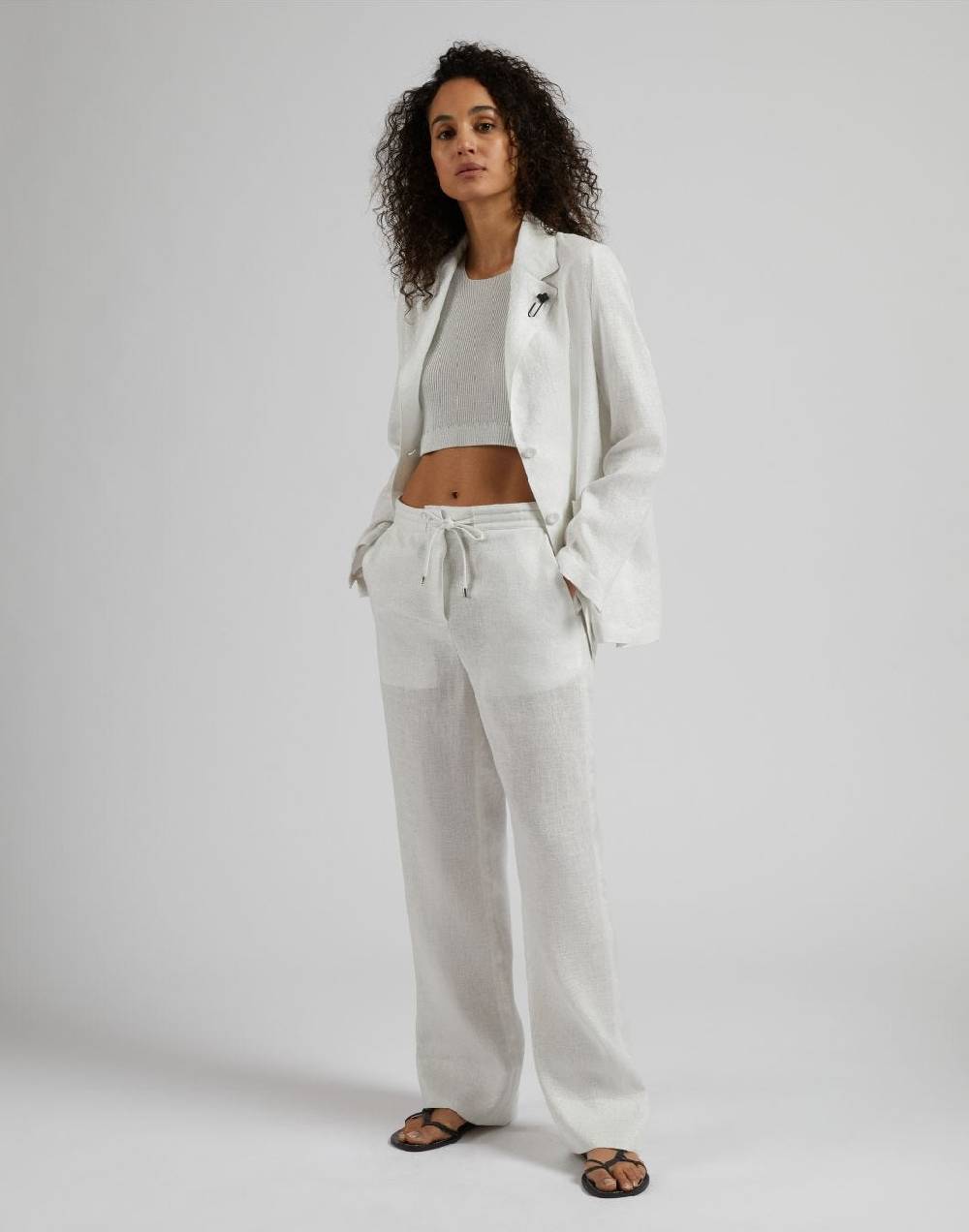 Lardini Top corto in maglia a costina lurex bianco e argento Moda