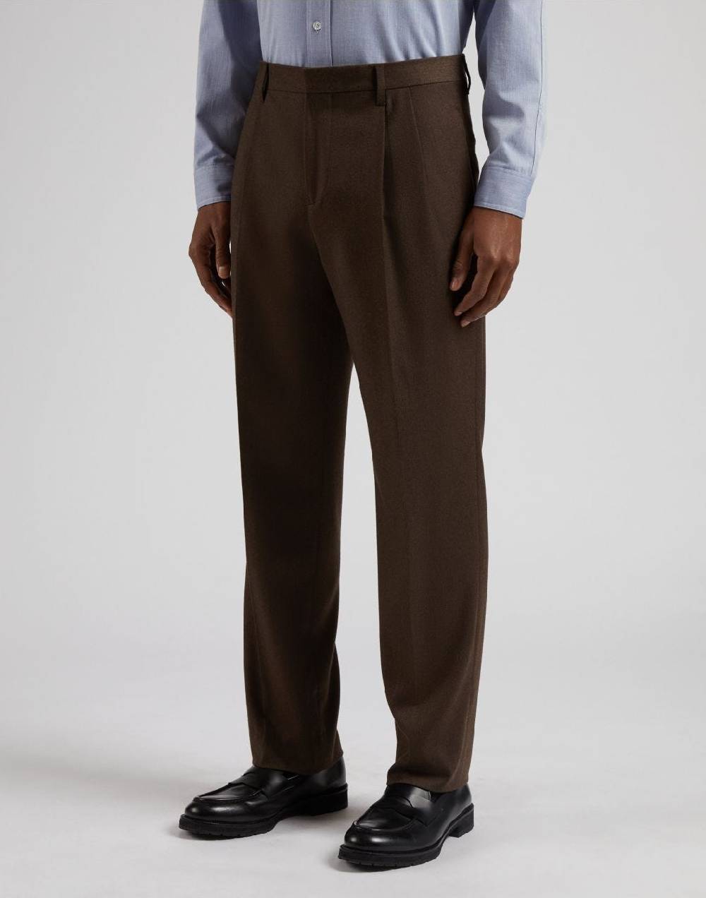 Lardini Pantalone feeling marrone in flanella pettinata Italia