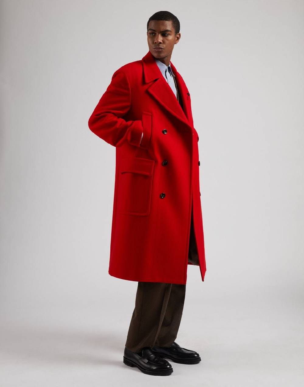 Lardini Pantalone feeling marrone in flanella pettinata Italia