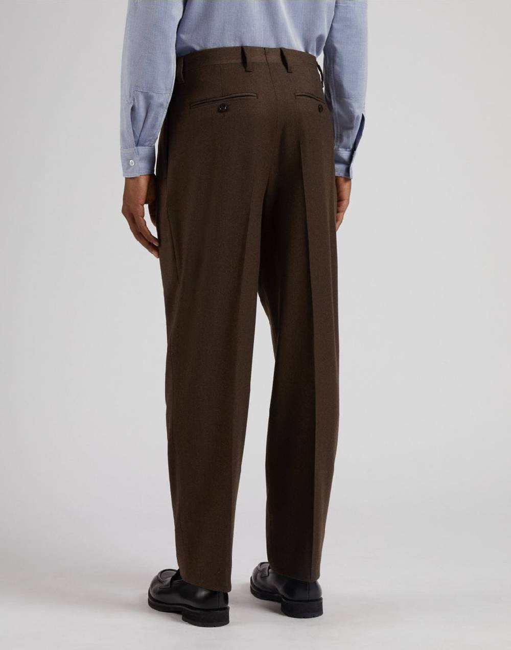 Lardini Pantalone feeling marrone in flanella pettinata Italia