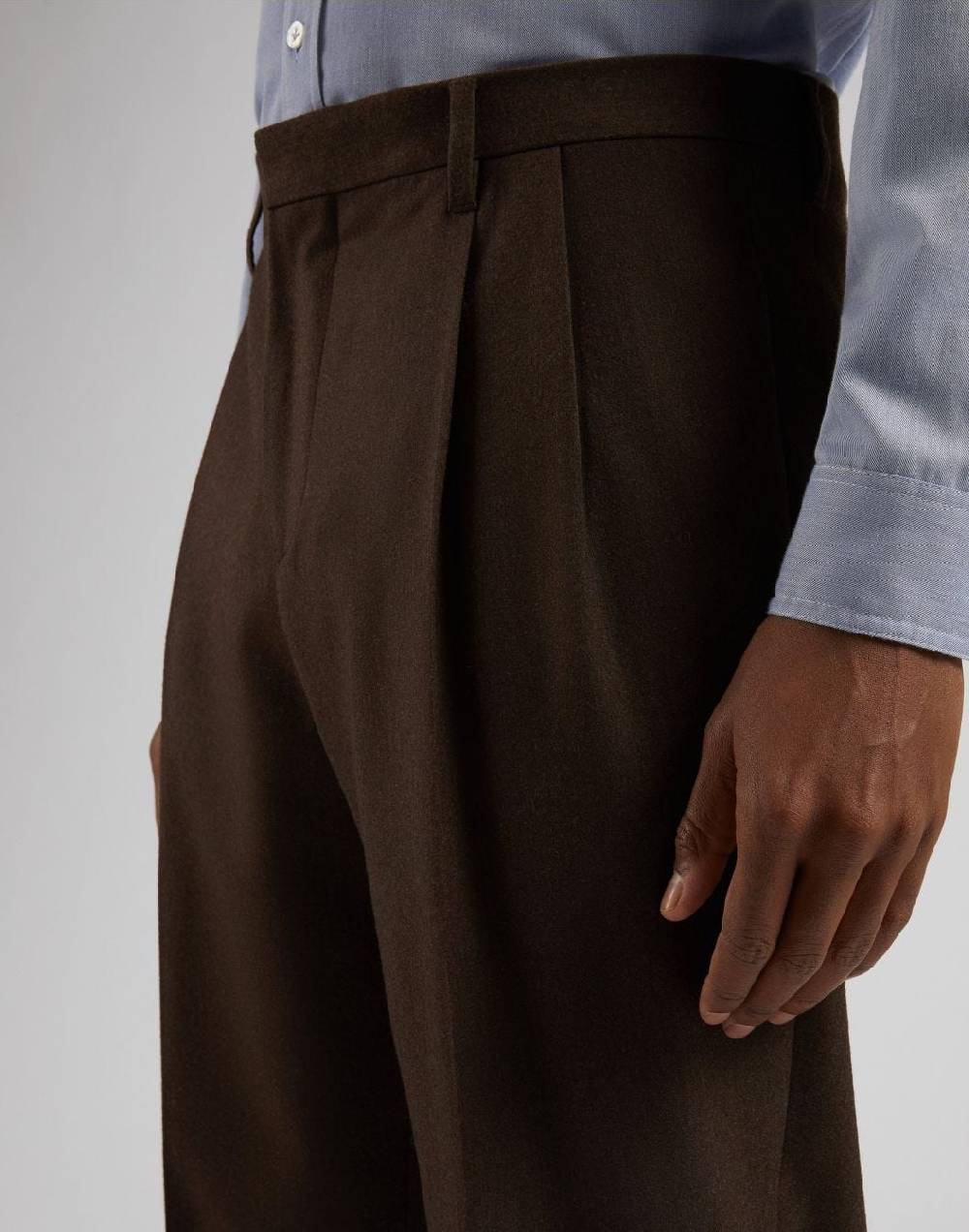 Lardini Pantalone feeling marrone in flanella pettinata Italia