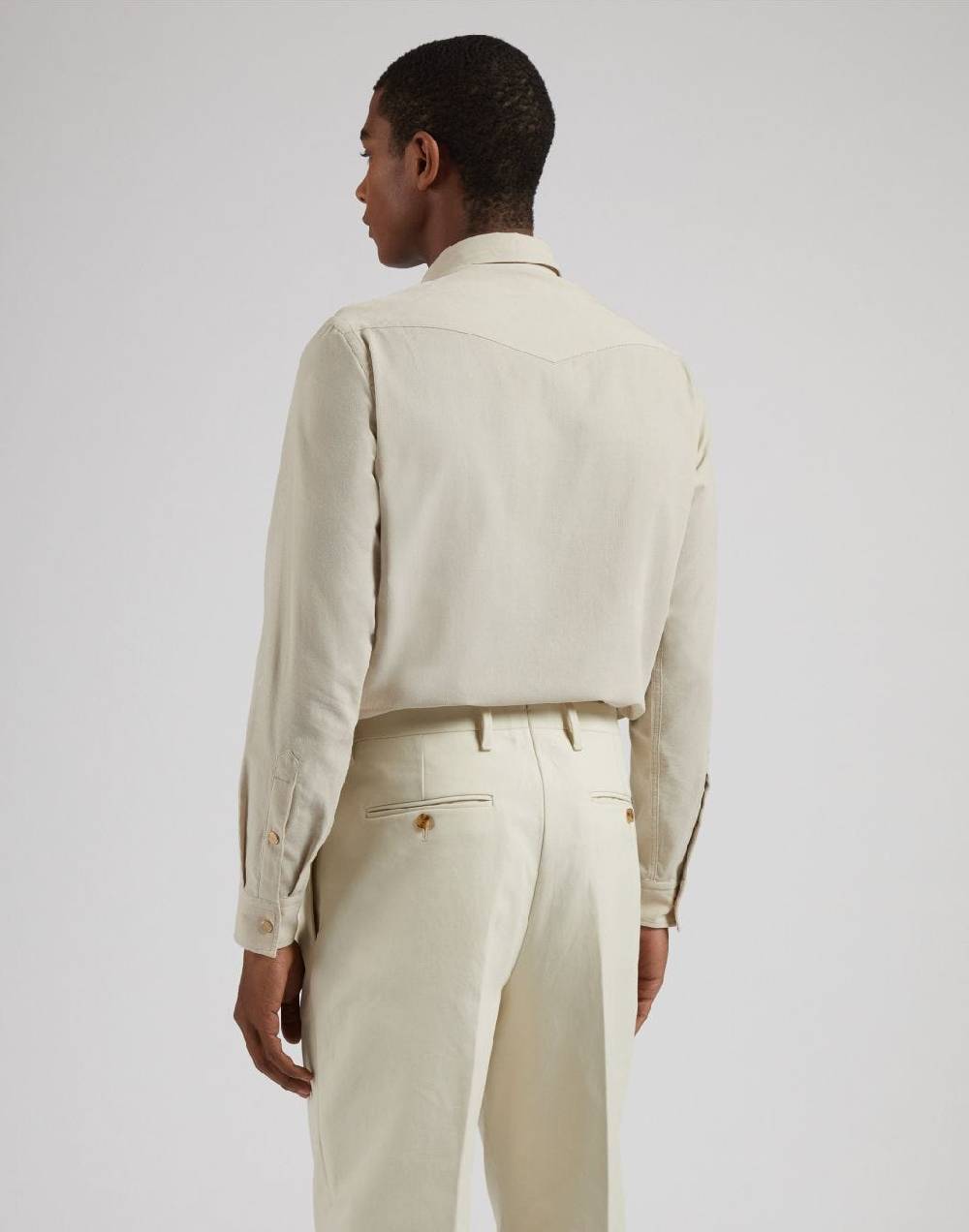Lardini Camicia ricerca in velluto 3000 righe color panna 2025