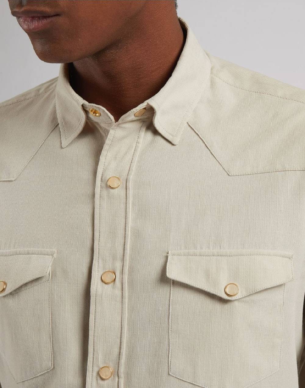 Lardini Camicia ricerca in velluto 3000 righe color panna 2025