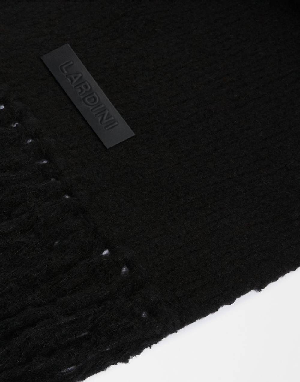 Lardini Sciarpa nera in maglia di lana e cashmere con peneri Nuovo
