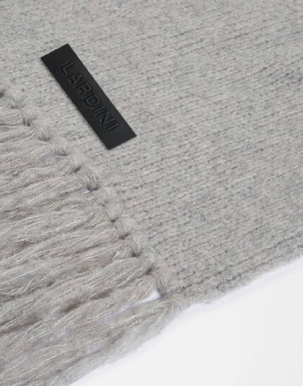 Lardini Sciarpa grigia in maglia di lana e cashmere con peneri Qualità