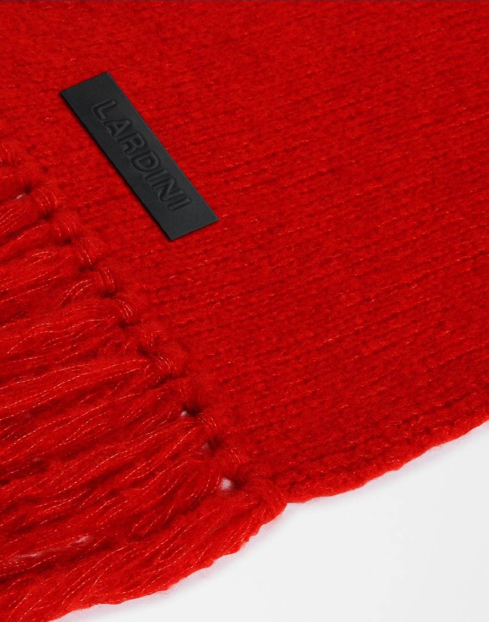 Lardini Sciarpa rossa in maglia di lana e cashmere con peneri Vendita