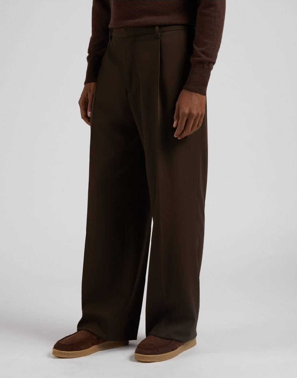 Lardini Pantalone miami marrone in tessuto fluido di pura lana Promozione