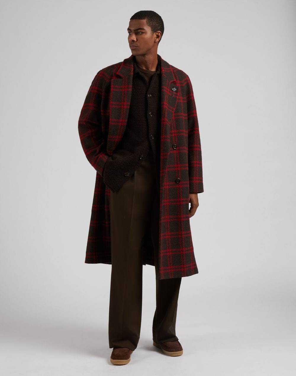Lardini Pantalone miami marrone in tessuto fluido di pura lana Promozione