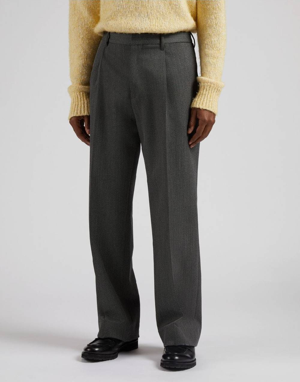 Lardini Pantalone miami in pura lana grigia con diagonale a contrasto Spedizione Gratuita