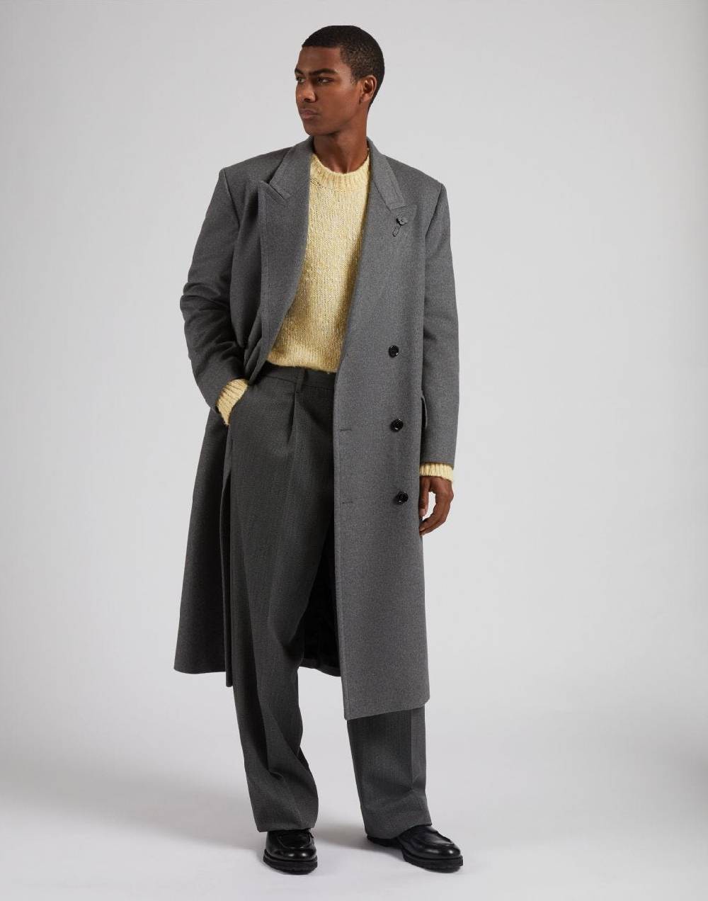 Lardini Pantalone miami in pura lana grigia con diagonale a contrasto Spedizione Gratuita