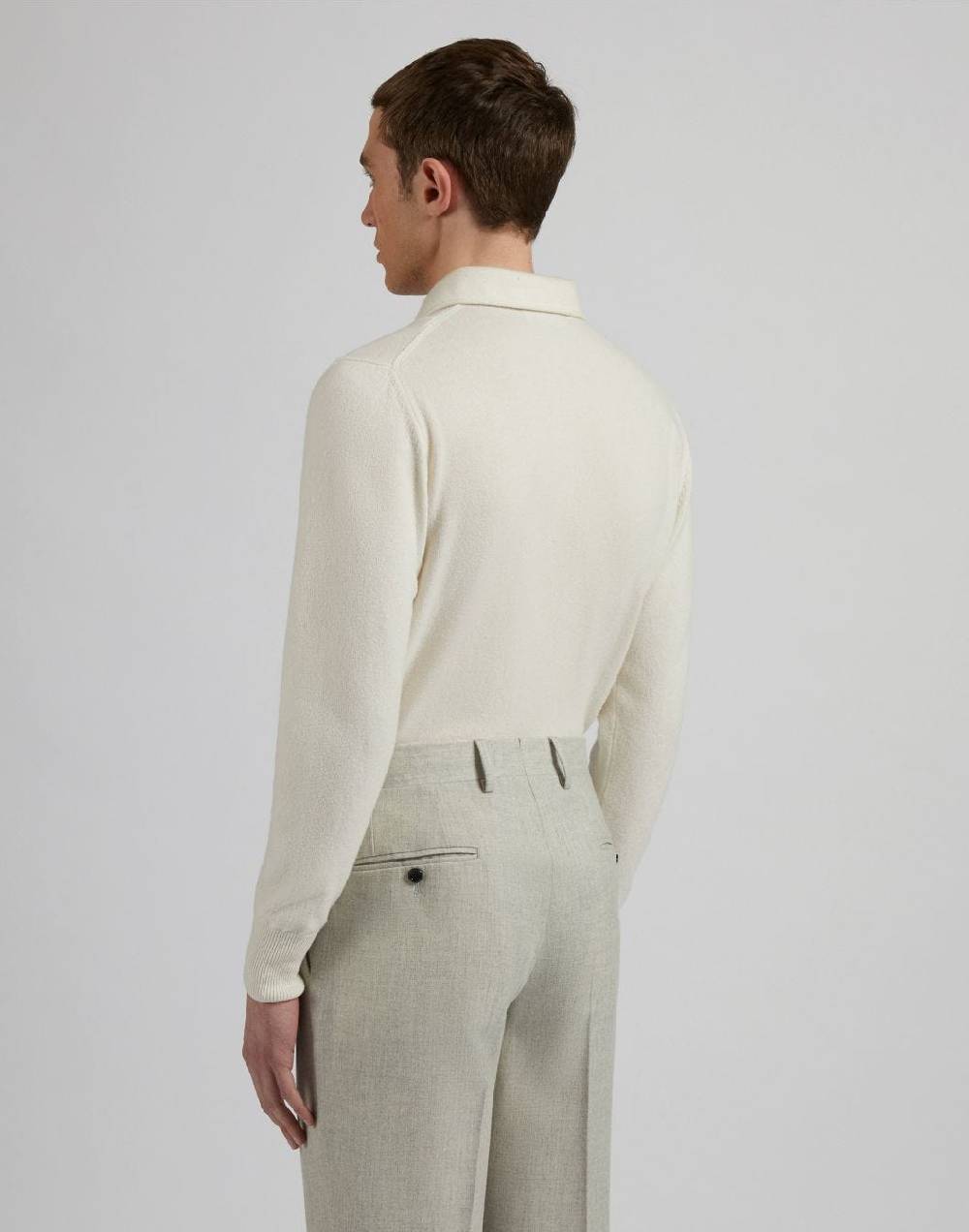 Lardini Polo bianca in 100% puro cashmere cariaggi titolo 2/28 Soddisfazione Garantita