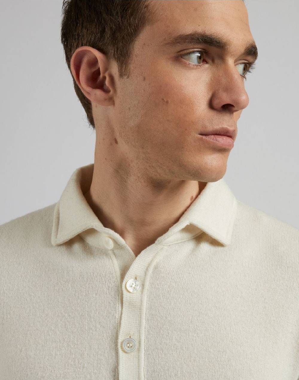 Lardini Polo bianca in 100% puro cashmere cariaggi titolo 2/28 Soddisfazione Garantita