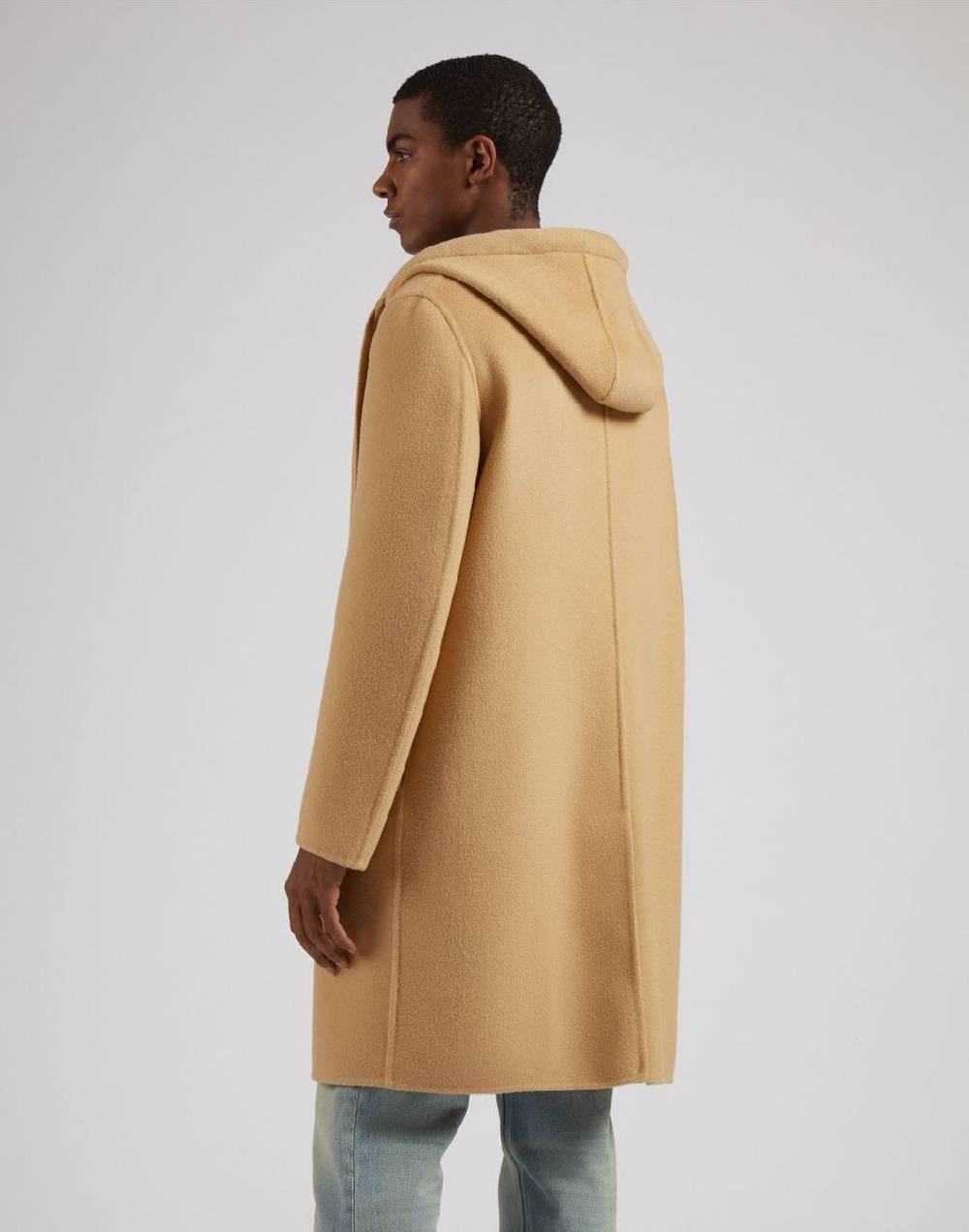 Lardini Cappotto monopetto beige in lana con cappuccio e coulisse Consegna Veloce
