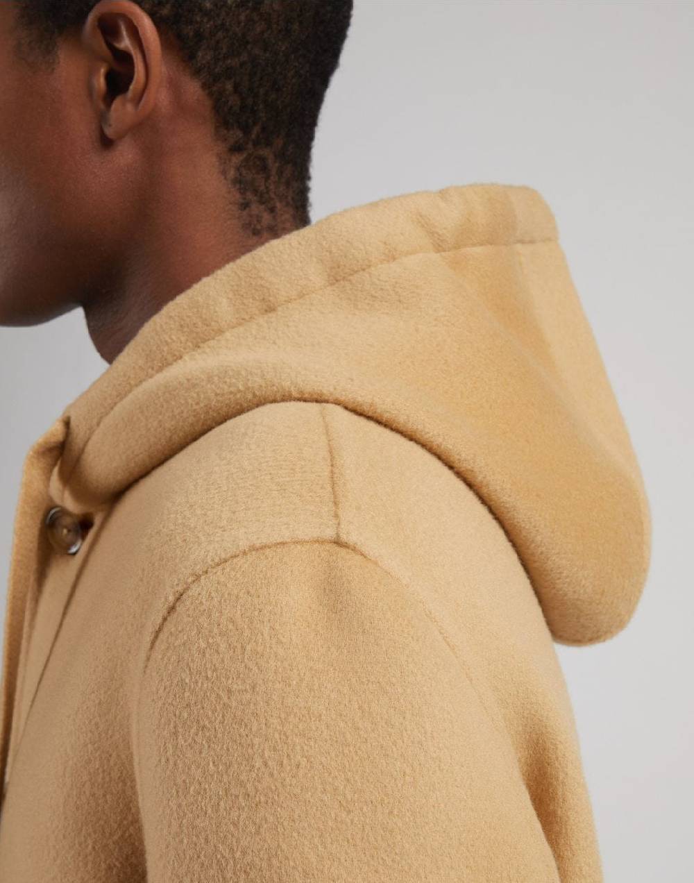 Lardini Cappotto monopetto beige in lana con cappuccio e coulisse Consegna Veloce
