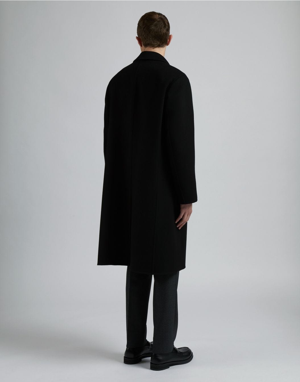 Lardini Cappotto monopetto nero in lana con finta davanti Promozione Limitata