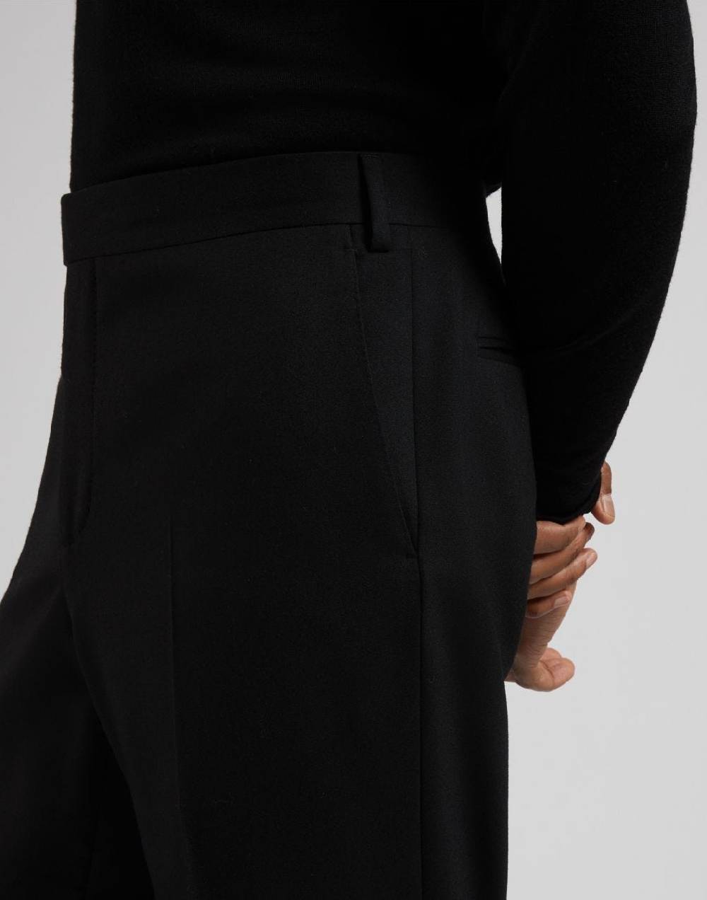 Lardini Pantalone nero in flanella pettinata Fino Al -60%