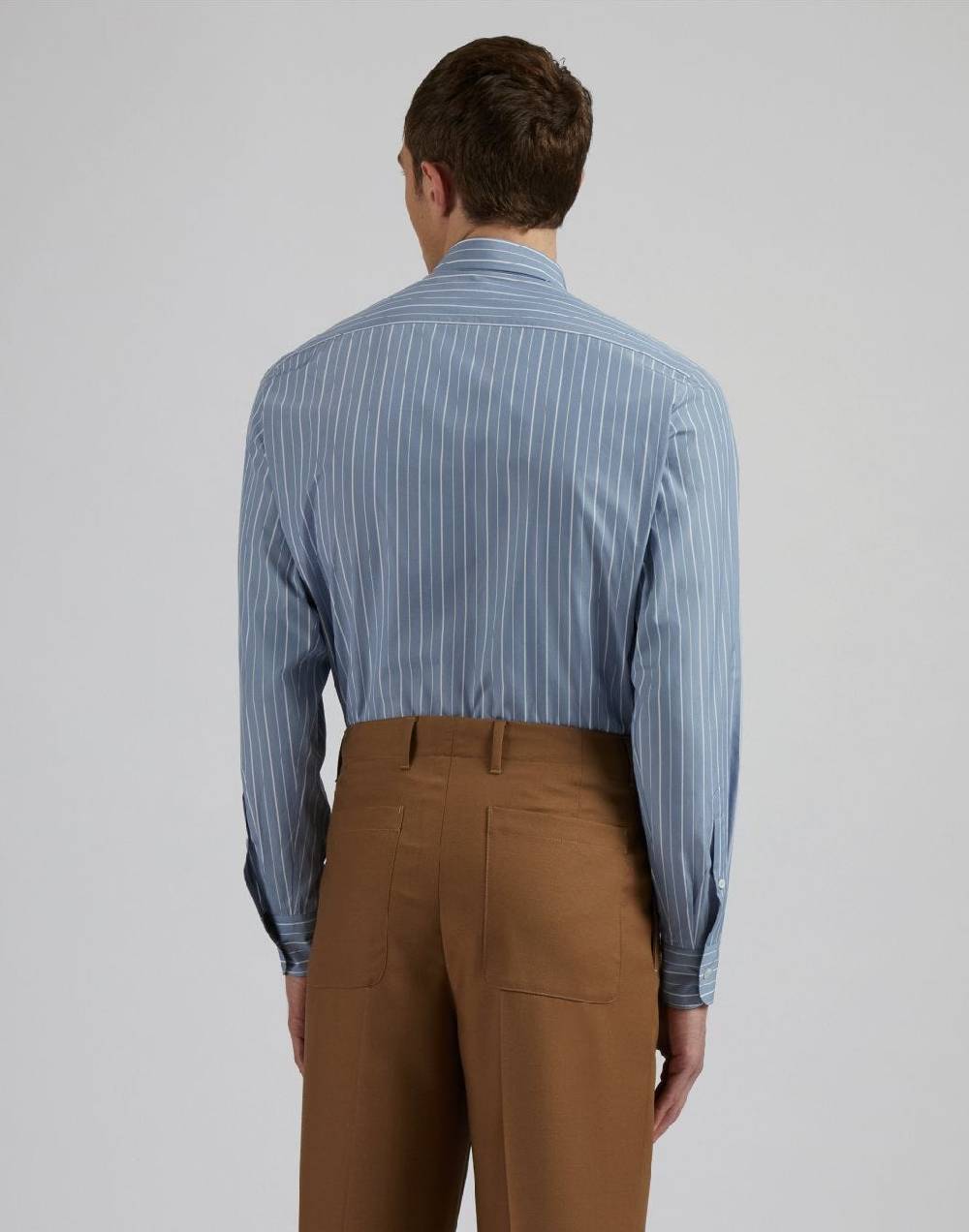 Lardini Camicia azzurra a righe in popeline di cotone compact Convenienza