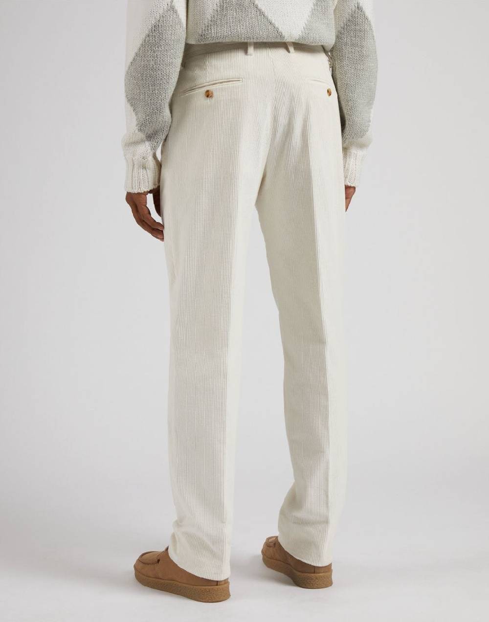 Lardini Pantalone feeling in velluto 500 righe color panna Presa