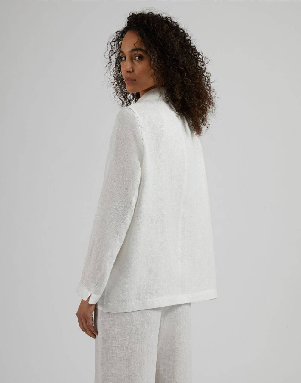 Lardini Giacca monopetto in lino lurex bianco e argento Italy