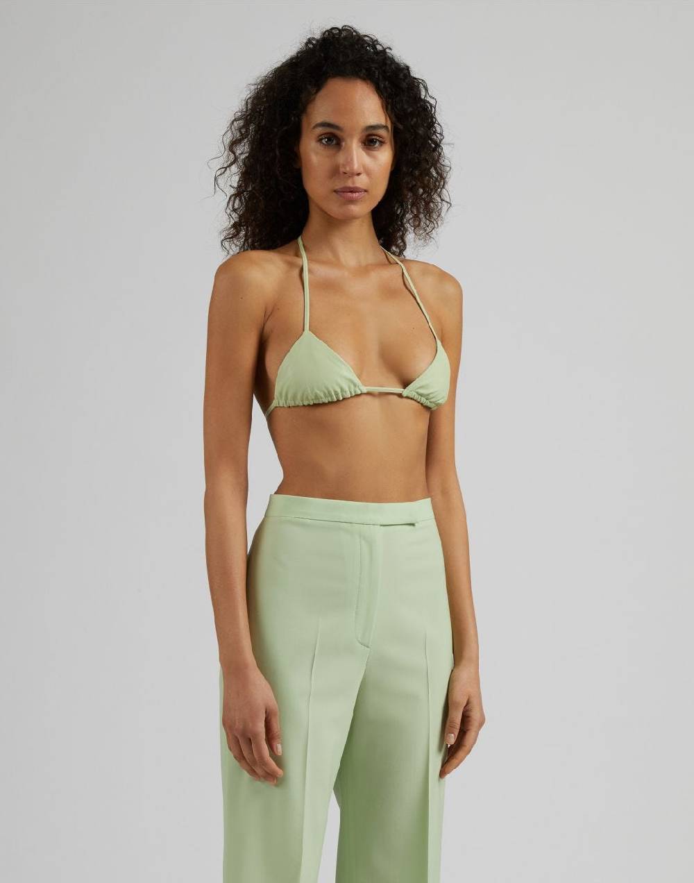 Lardini Bralette in eco-pelle verde pastello con laccetti 2025