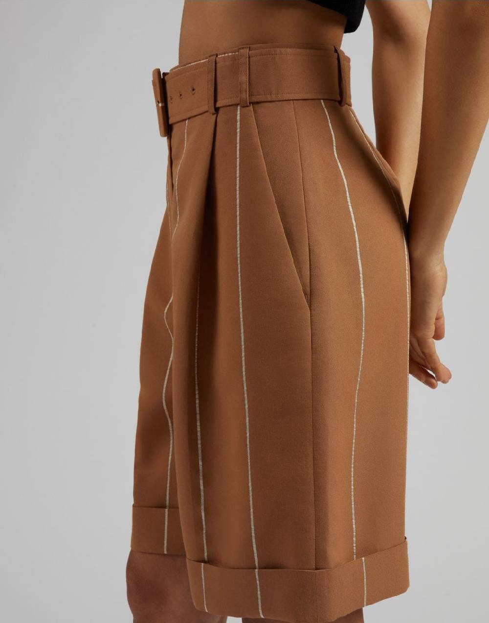 Lardini Bermuda ruggine in viscosa gessato largo Qualità