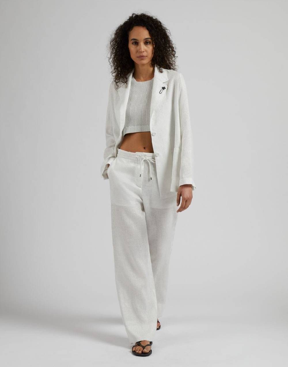 Lardini Pantalone ampio in tela di lino lurex Vendita
