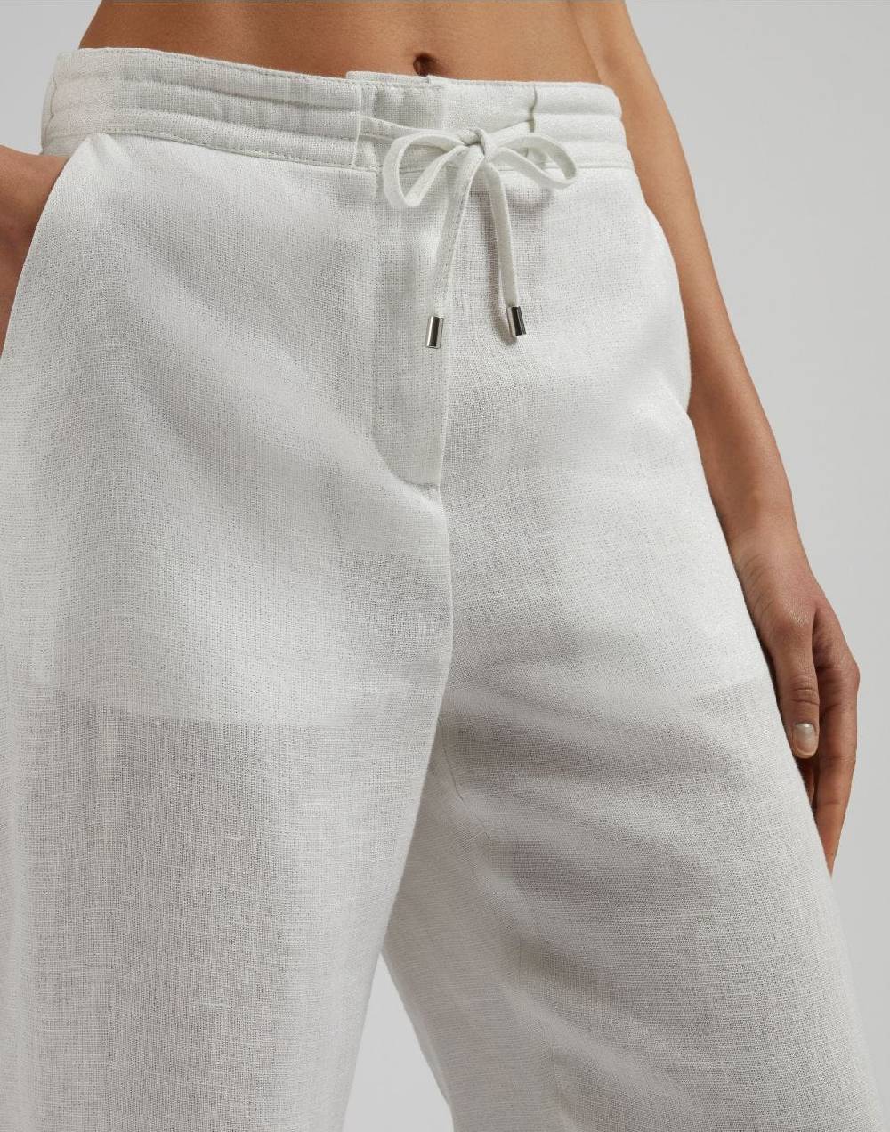 Lardini Pantalone ampio in tela di lino lurex Vendita