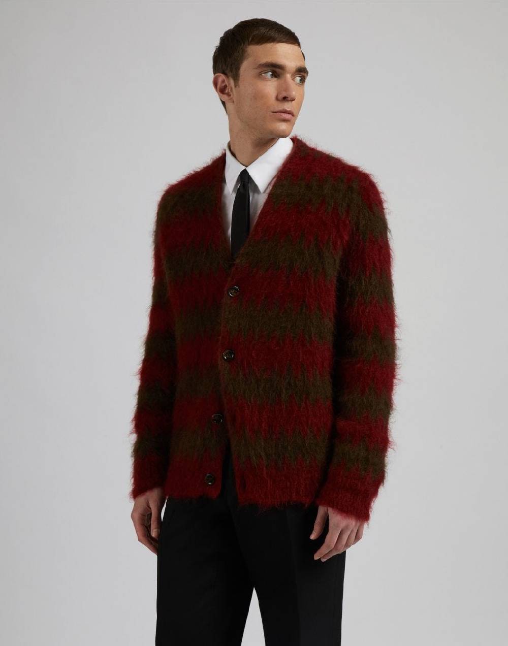 Lardini Cardigan in kid mohair con lavorazione jacquard bicolore Acquista Ora